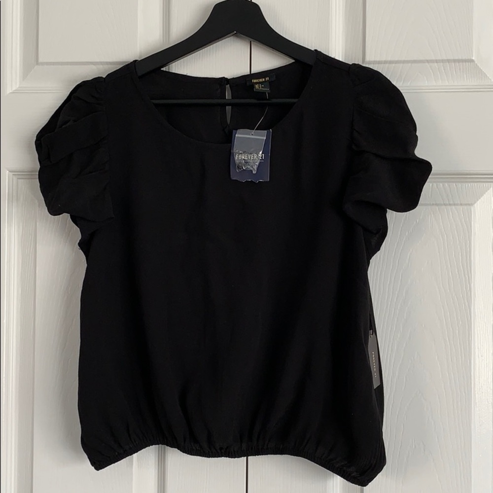 Forever 21 Smocked Puff Sleeve Top